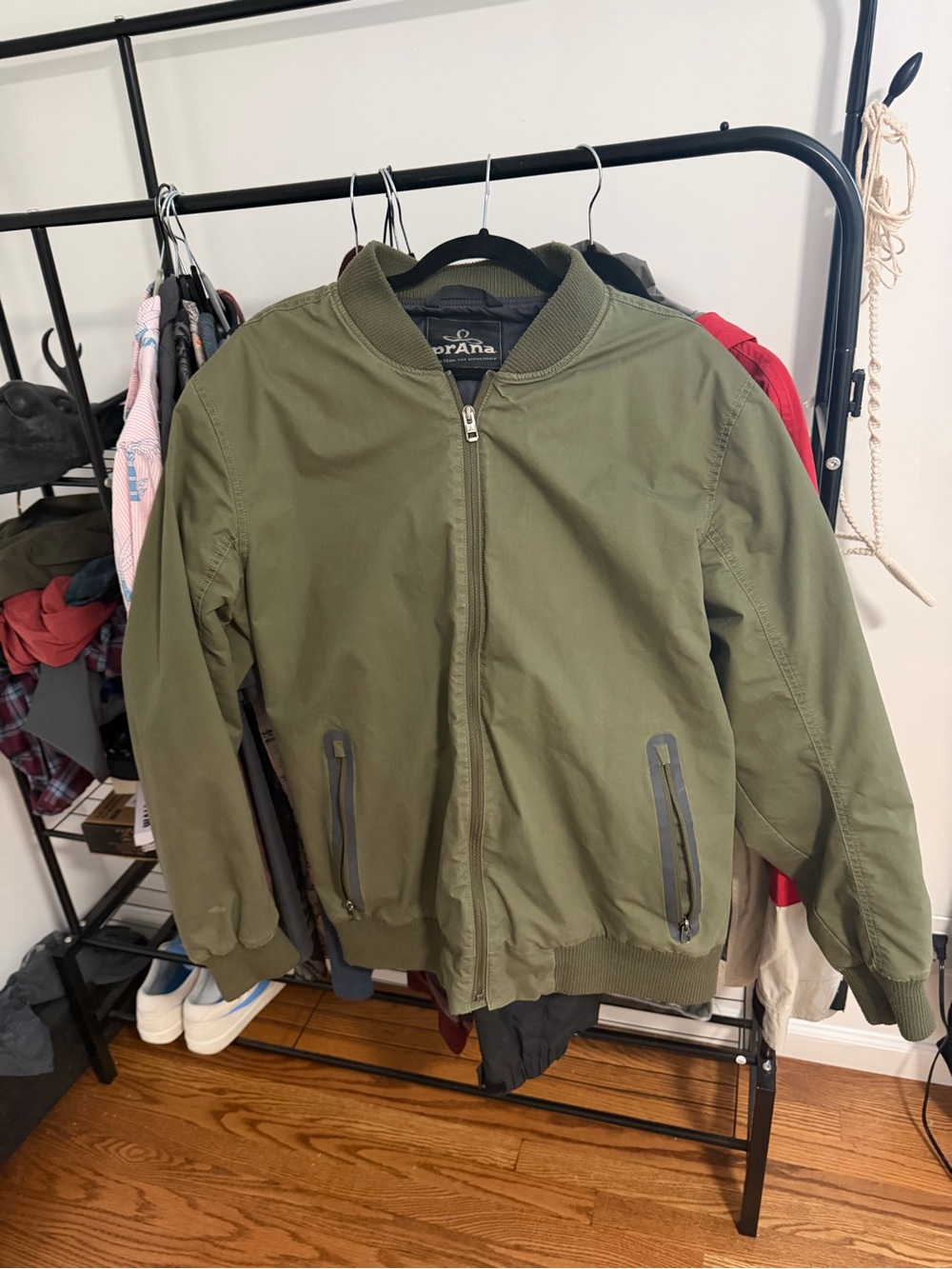 Men’s Prana Olive Green Bomber Jacket - Classic Lightweight Coat